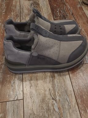 Men's Gray Suede Slip-On Shearling-Lined Casual Loafers